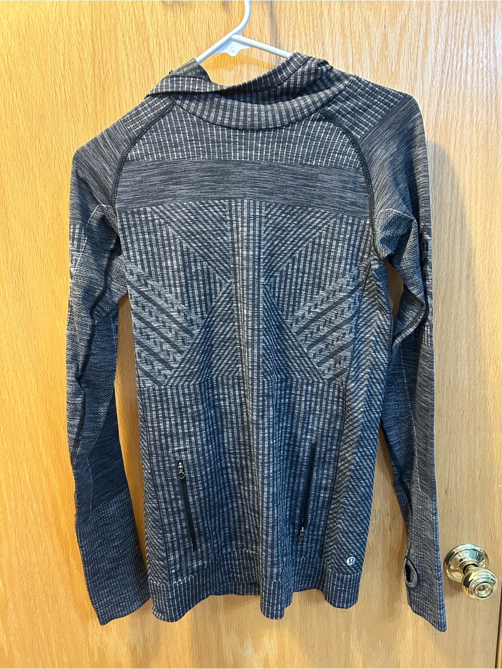 lululemon athletica Heather Charcoal Zip-Up Patterned pullover with hood